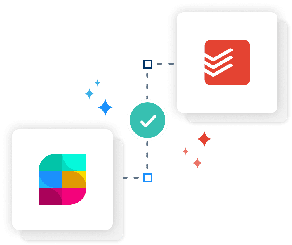 Strety and Todoist logos linked with a two-way sync icon, representing the Strety Todoist integration